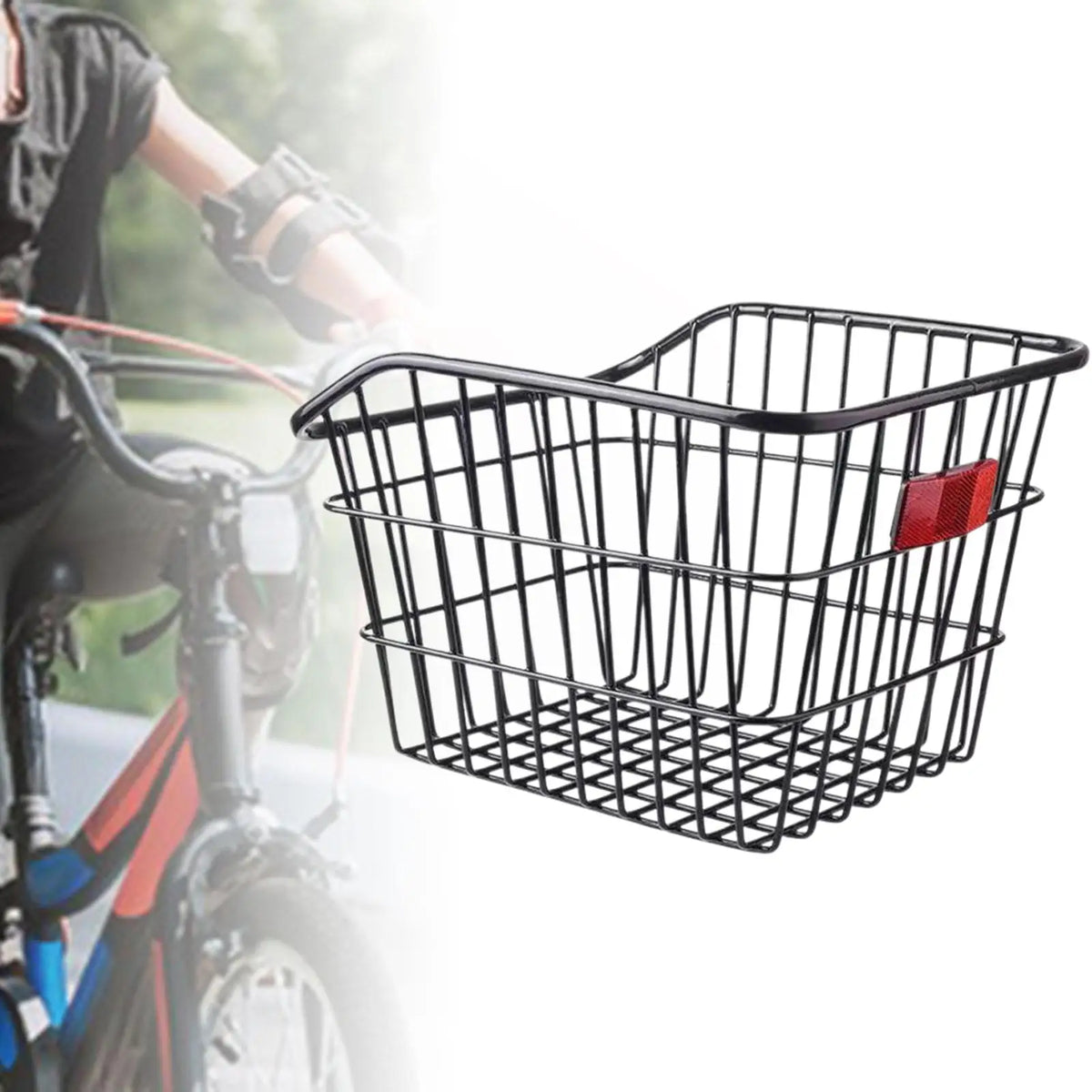 panier vélo noir maille métallique clips fixation poignée durable universel extérieur moderne