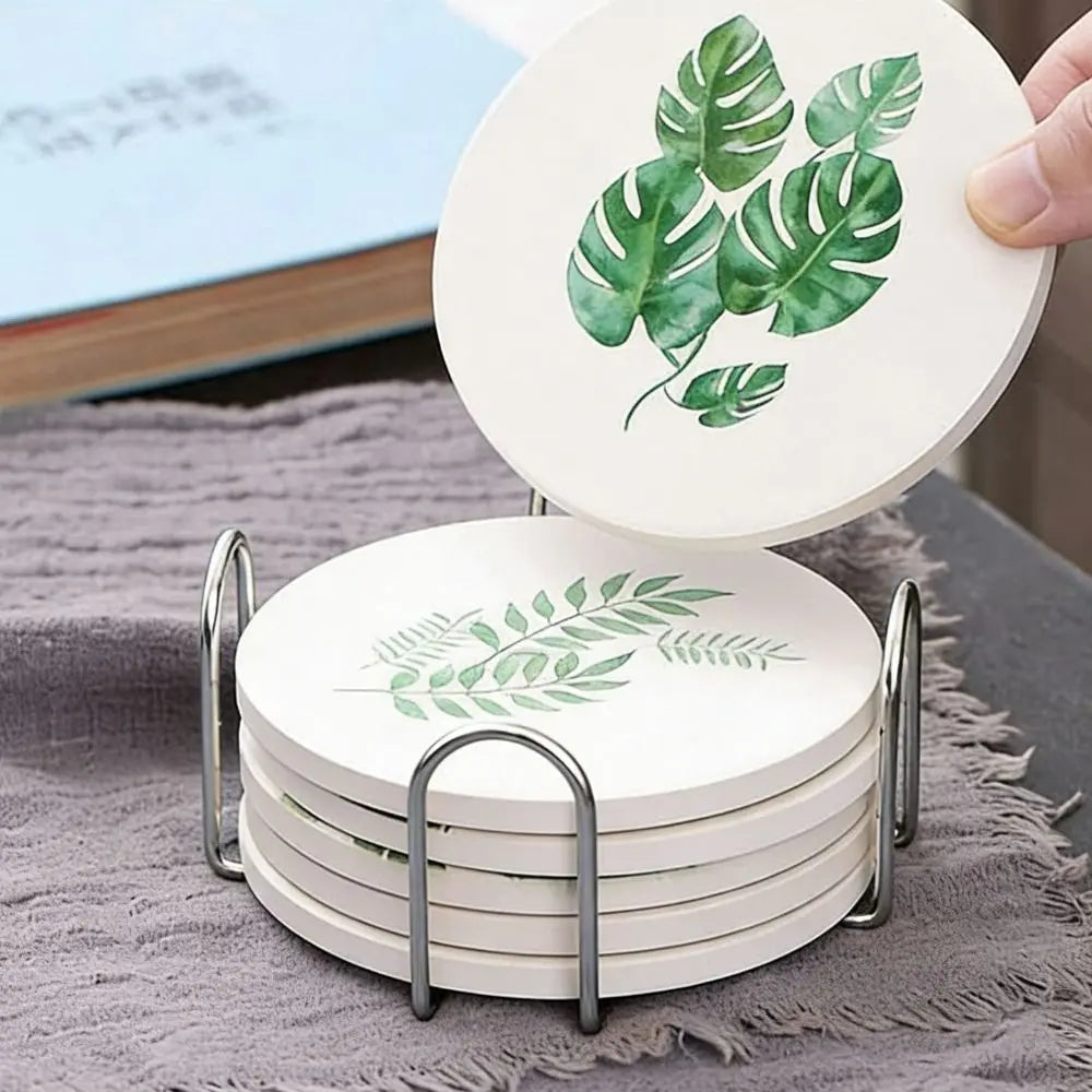 rangements dessous verre moderne support métallique motifs végétaux géométriques textures boisées coasters argent doré