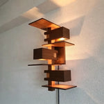 lampe murale moderne bois marron clair texture naturelle ampoules LED 10m²