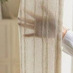 rideaux polyester rayés bohème beige clair semi transparent fenêtre chambre coucher