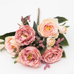 bouquet fleurs artificielles soie roses pivoines decoration mariage anniversaire intérieur blanc rouge violet orange
