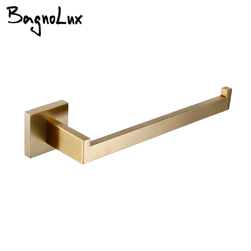 porte serviette mural salle bain moderne doré mat acier inoxydable fixation vis murale