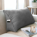 coussin triangulaire velours gris beige literie massage voyage contemporain posable decore