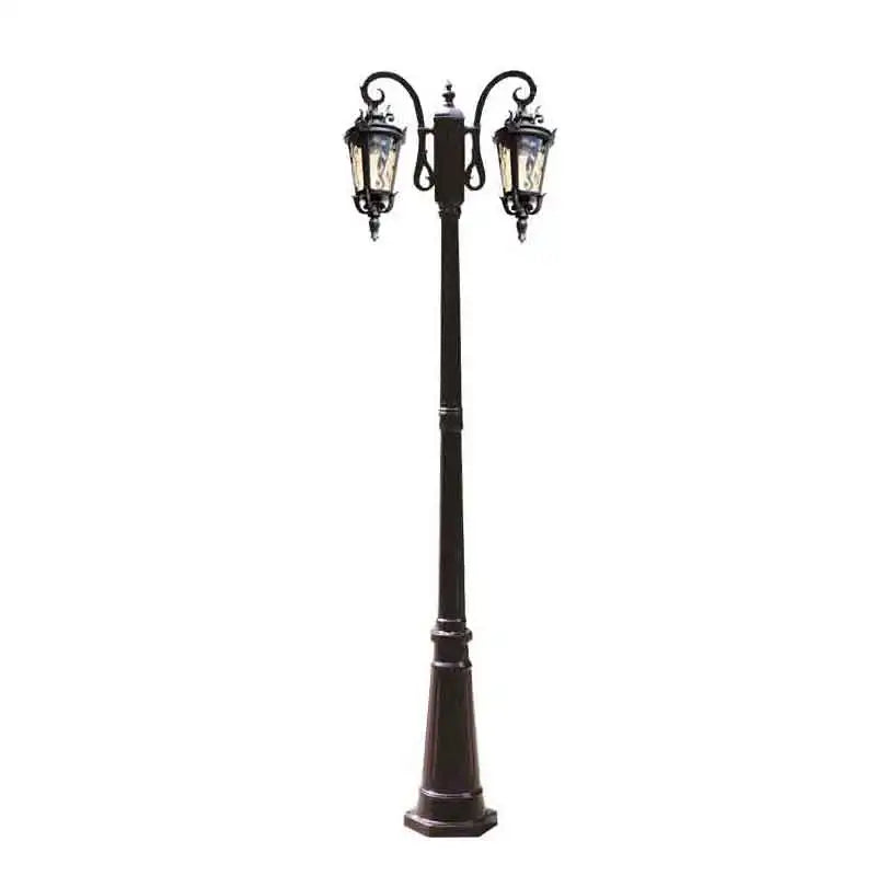 poteau lumineux classique noir texture métallique ip65 flux lumineux faible éclairage extérieur certifié aluminium