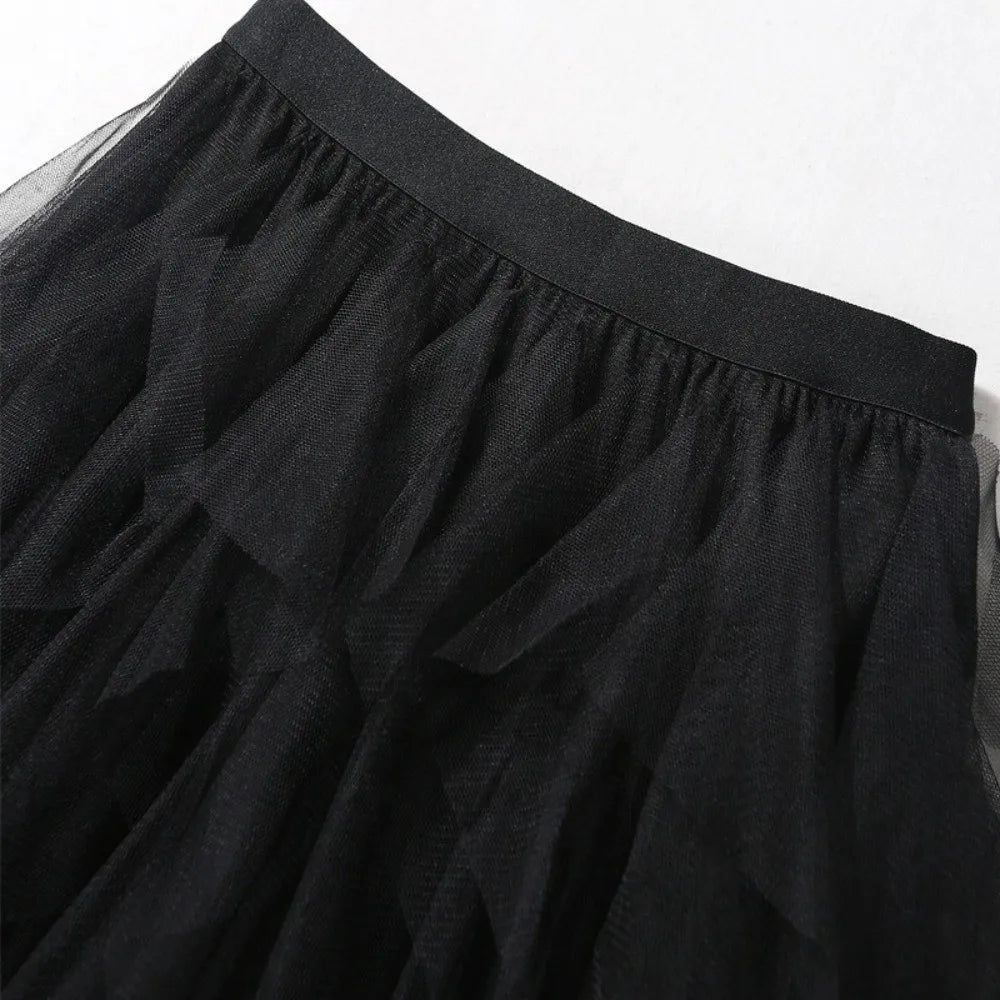 jupe tulle plissée élégante noir gris rose translucide classique femme