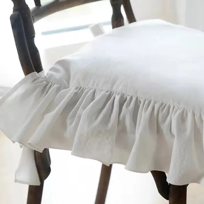 housse chaise blanche coton douce rustique chic décorative amovible lavable 40x40cm 45x45cm 50x50cm