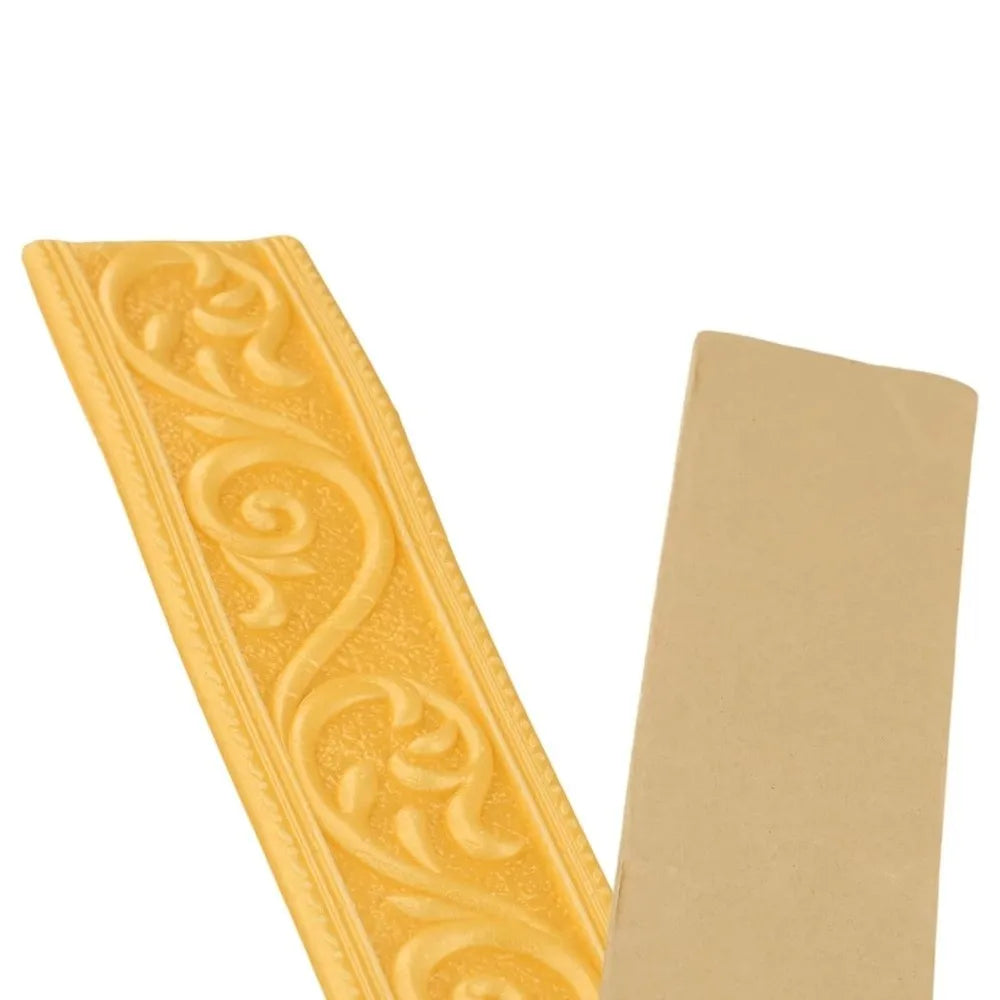 bordure décorative adhésive plastique motifs floraux classique orné blanc beige marronclairOpaque