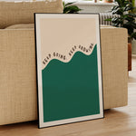 affiche graphique minimaliste beige vert keep going cadre métal salon chambre enfants decoration maison