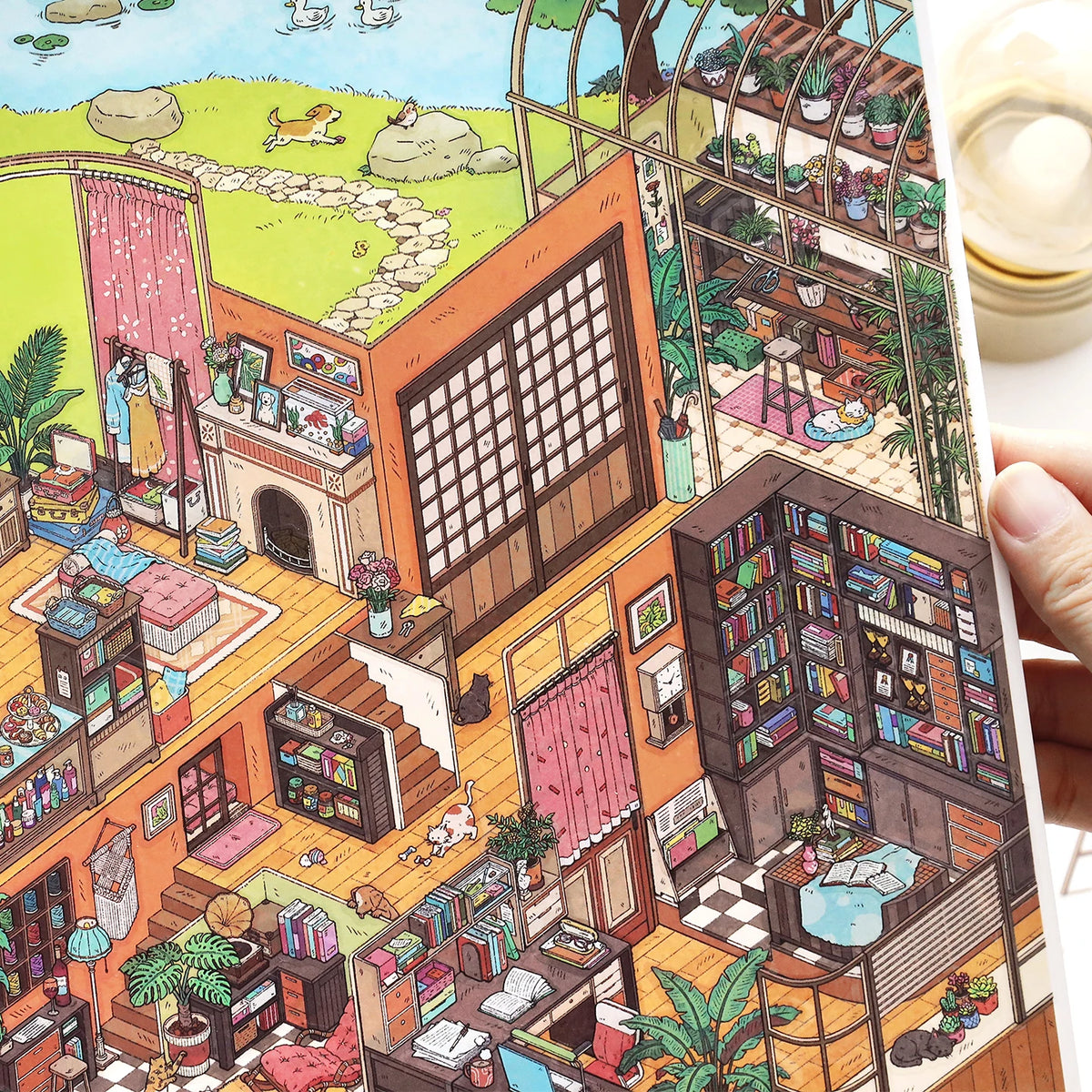 puzzle multicolore maison isométrique pieces puzzle opaques illustrations détaillées artisanal scrapbooking