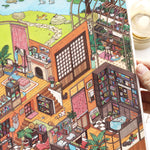 puzzle multicolore maison isométrique pieces puzzle opaques illustrations détaillées artisanal scrapbooking