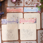 stencils fleurs stylisées tulipes roses blancs artisanal détaillé peinture bricolage scrapbooking