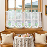 rideau dentelle fleur lavande blanc violet vert pasteurite transparent maison