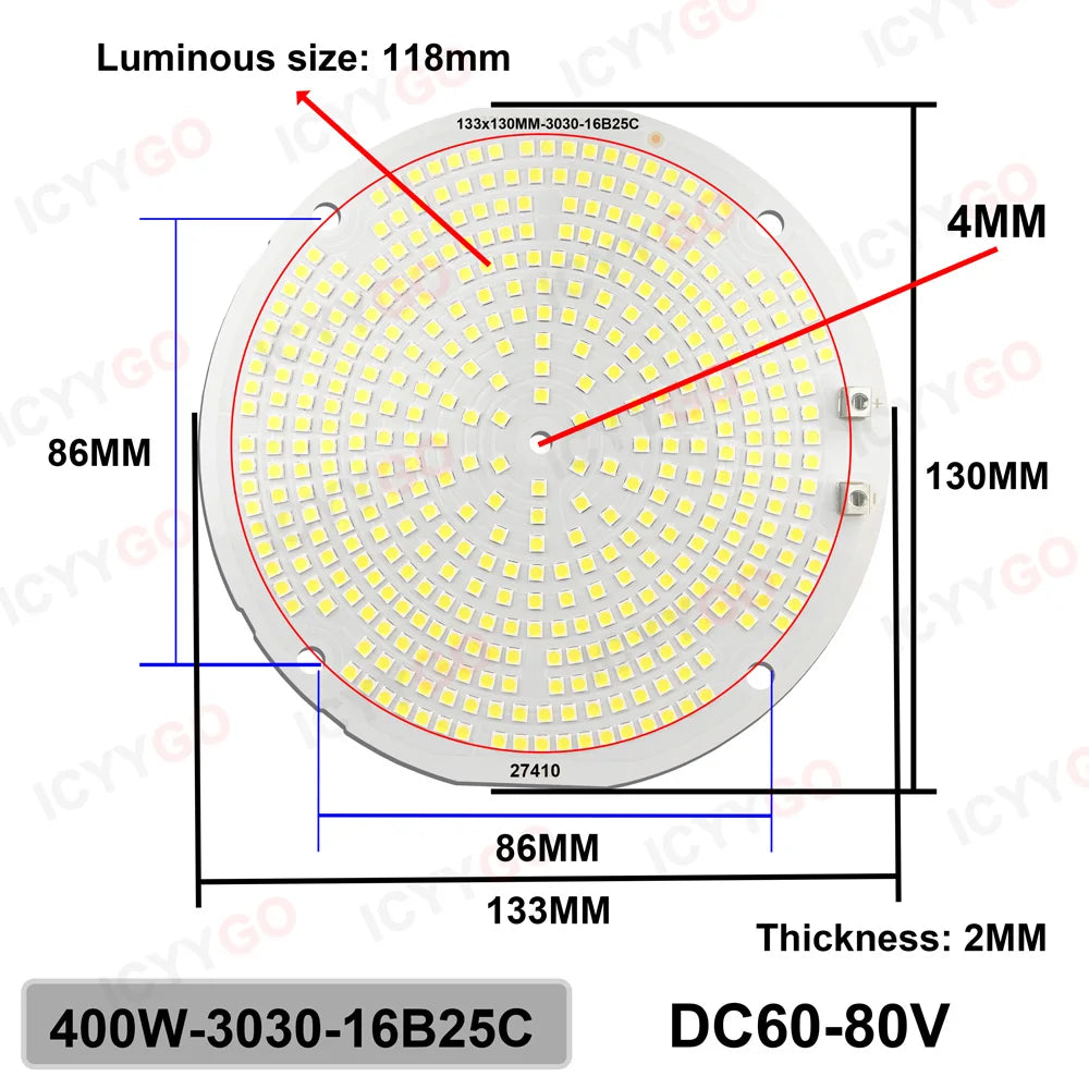 plaque led moderne blanc 6000k 300w 400w grille led fixations vis aluminium contemporainextérieur