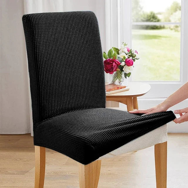housse chaise marron foncé jacquard moderne élasthanne polyester extensible maison salon mariage
