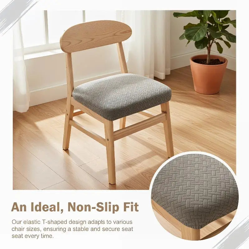 housse chaise moderne tissu géométrique polyester coton gris bois naturel