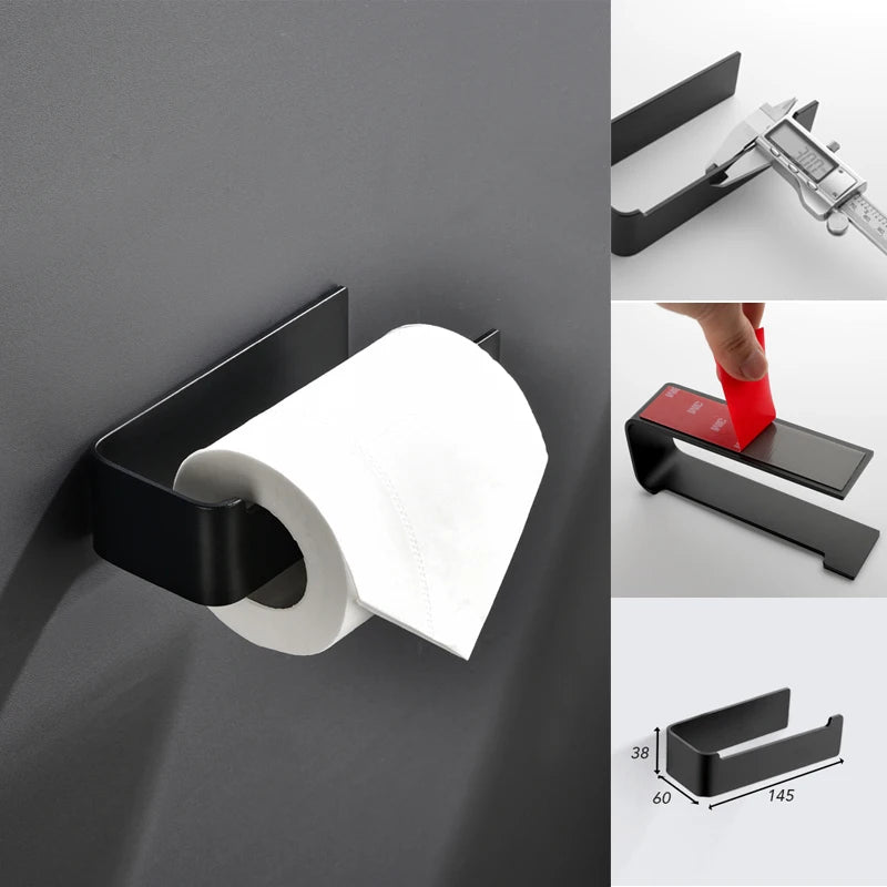 accessoires salle bain adhésifs modernes noir blanc papier toilette serviette brosse wc porte verre