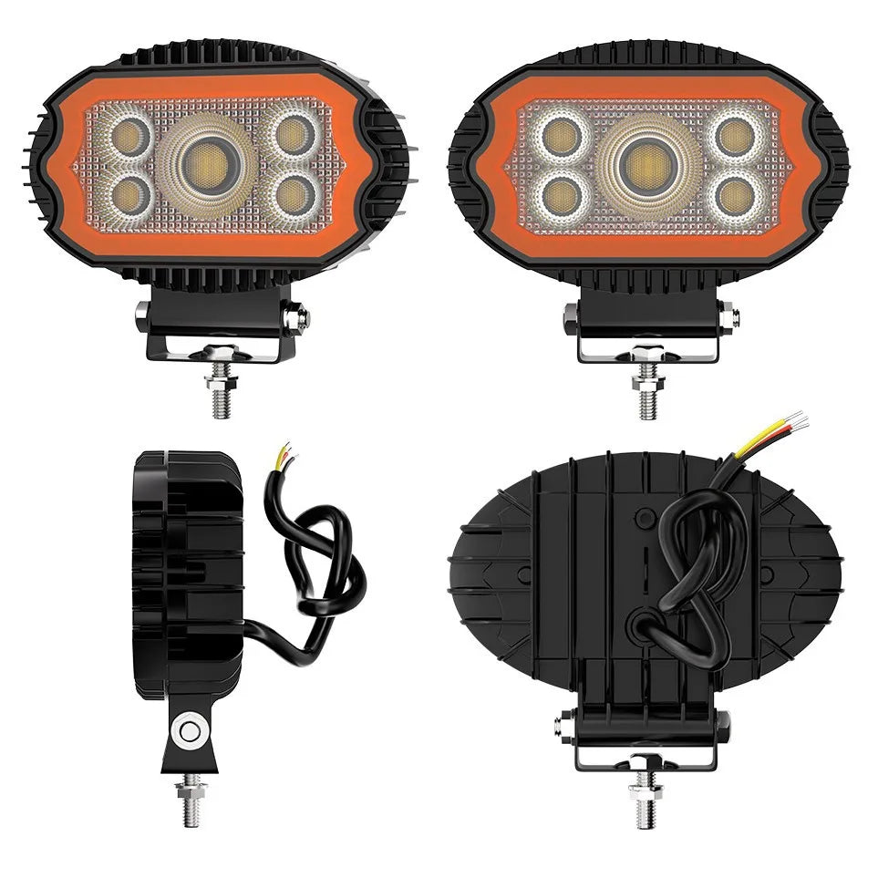 lampe led travail off road orange noir grille led moderne robuste vis fixation câble