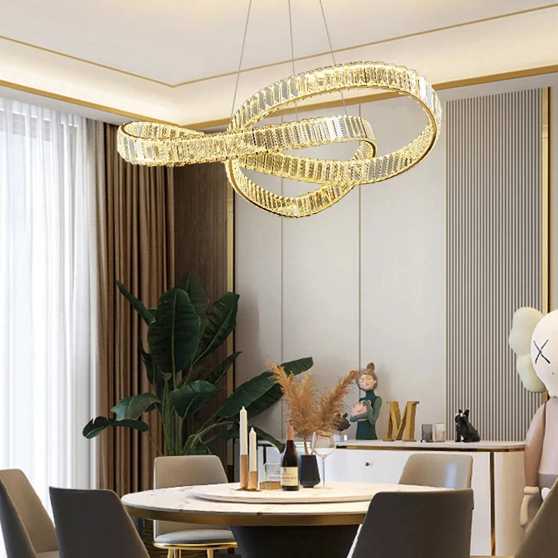 suspension lumineuse pendentif cristal or brillant moderne élégant 4000k 3000k 6000k led 10m2