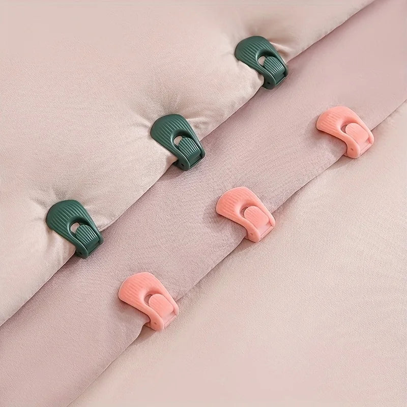 housses couette clips taies d'oreiller moderne minimaliste rose poudré vert foncé fixations plastique