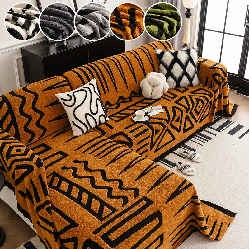 couverture canapé moderne polyestère géométrique opaque hiver noir blanc minimaliste