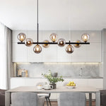 suspension luminaire moderne boule verre blanc translucide salon cuisine salle manger led noir
