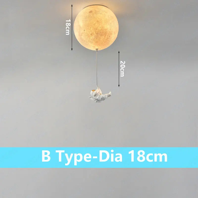 suspension lumineuse moderne astronautes lune blanc doré acrylique métal toucher interrupteur led 18cm 20cm