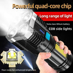 lampe torche noire rechargeable moderne modes lumière cob led haute puissance