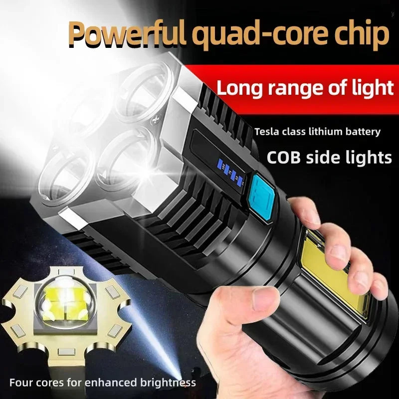lampe torche noire rechargeable moderne modes lumière cob led haute puissance