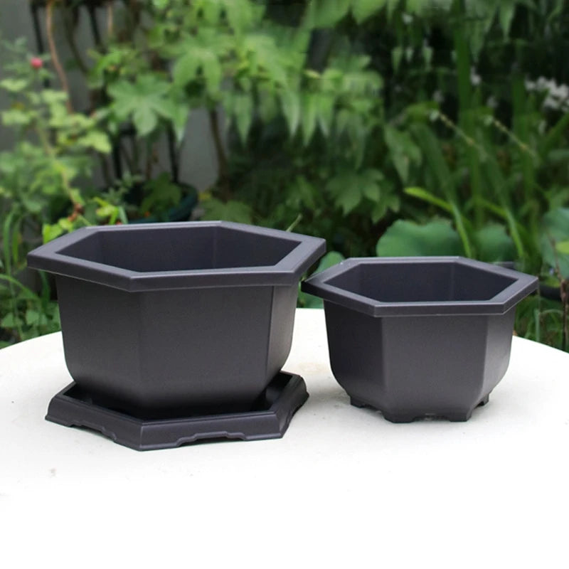 pot plante intérieur moderne noir rectangulaire support grille drainage succulente