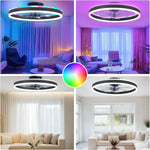 ventilateur moderne lumière led multicolore télécommande noir blanc