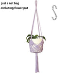 Sac plante suspendu macramé boho pot blanc anneaux beiges noirsintérieurextérieur
