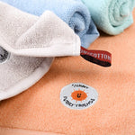 serviettes coton brodées animées enfants moderne bleu orange vert clips