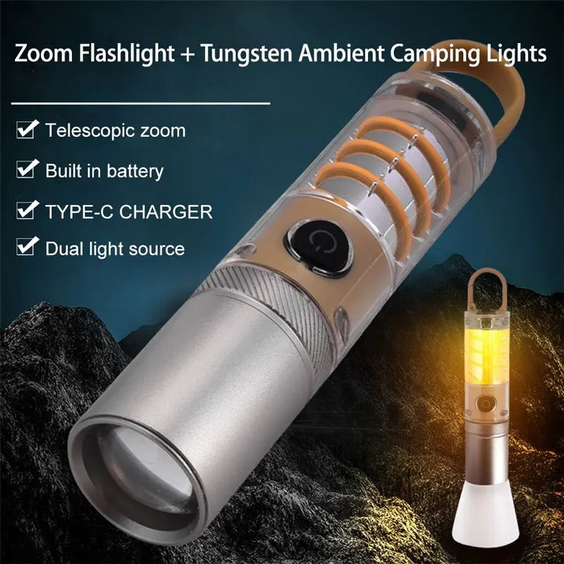 lampe torche rechargeable argent doré moderne pointeur laser réglable transparent