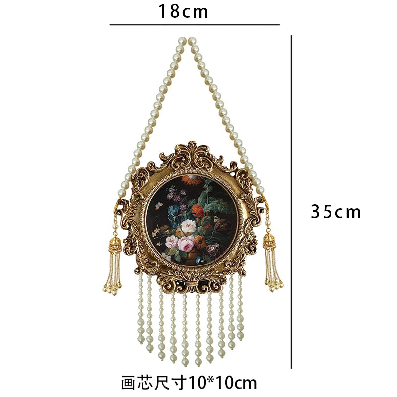 Cadre mural doré fleurs personnages classique or beige blanc decoration maison retro baroque chaine