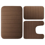 tapis bain mousse mémoire forme absorbant antidérapant moderne rayé beige clair salle bain lavable