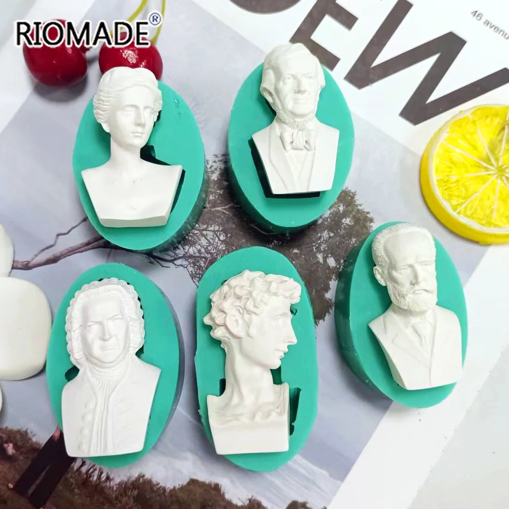moules silicone bustes sculptés classiques aromathérapie gypse résine époxy decoration gâteau blanc vert