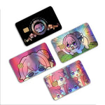 stickers carte bancaire laser waterproof antiusure dessin animé mascotte mignonne adhésifs rembourrables sans résidu