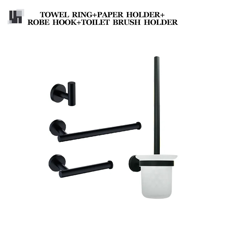 accessoires salle bain noir moderne porte serviettes papier toilette porte robe porte savon tasse