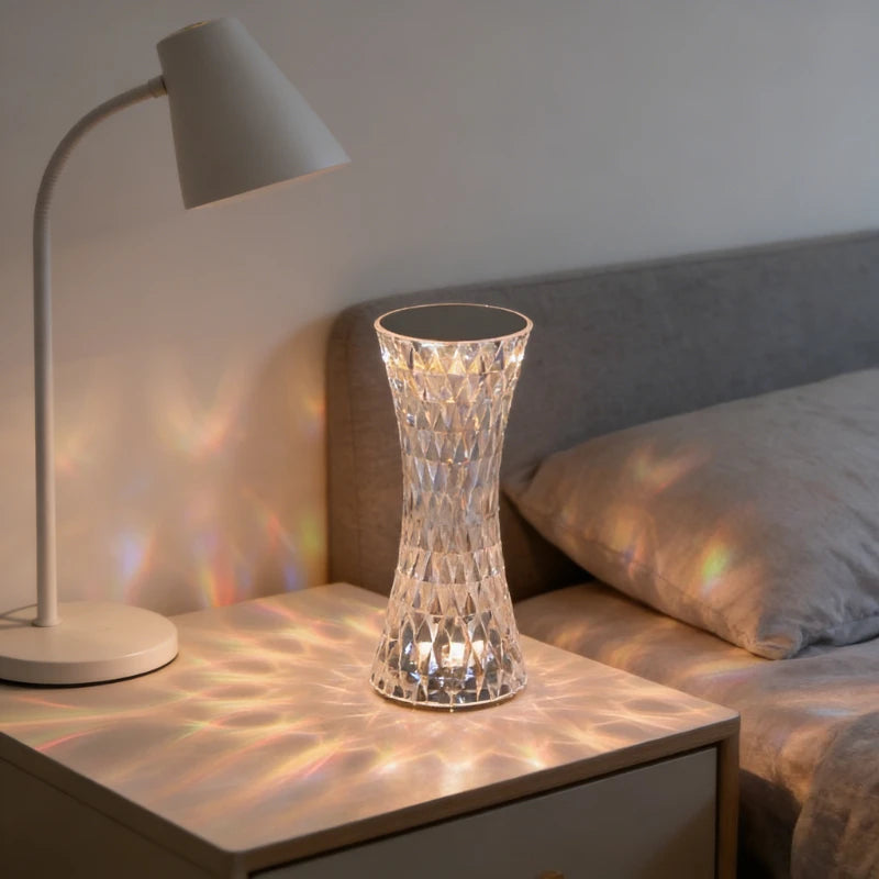 lampe décorative transparente diamant moderne commande tactile ambiancé romantique chambre chevet