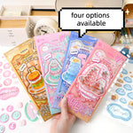 stickers 3d relief animaux mignons bleu rose vert orange adhésifs créatifs semi transparent enfants