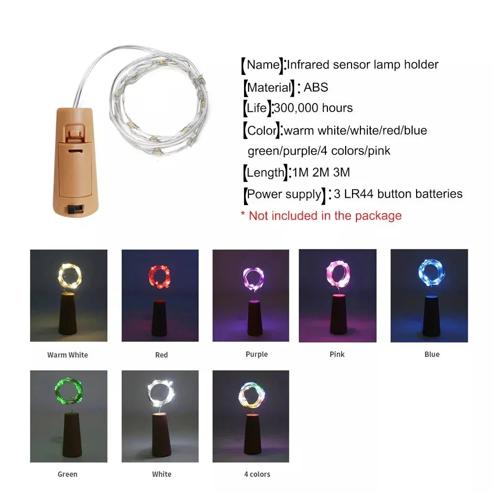 guirlande lumineuse led fil cuivre multicolore décoration noël mariage fête bouteille vin intérieur extérieur