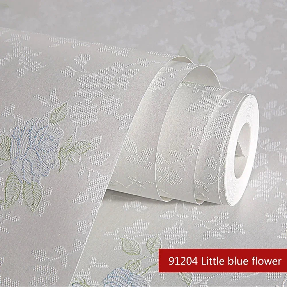 papier peint floral texturé blanc cassé rose violet bleu vert chambre salon étude enfants