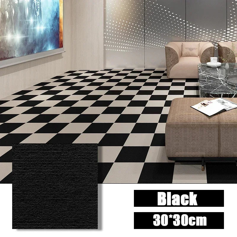 tapis auto adhésif carré 30x30cm sol intérieur moderne texture tissée collage facile maison