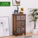 commode vintage rustique tiroirs floraux bois foncé organisateur chambre coucher bois massif