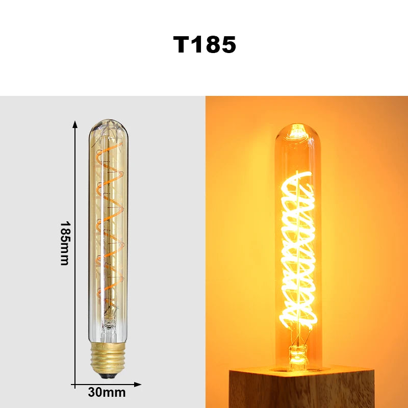 ampoules led transparentes spirale dorée vintage filament e27 220v 4w a60 st64 t45 g80