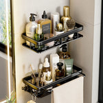 étagère murale aluminium noir contemporaine clips magnétiques rangement salle bain douche toilettes multifonctionnelle fixations
