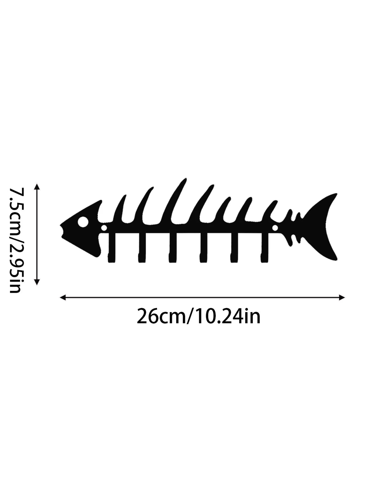 porte clés mural noir forme squelette poisson moderne décoration intérieure fixations invisibles