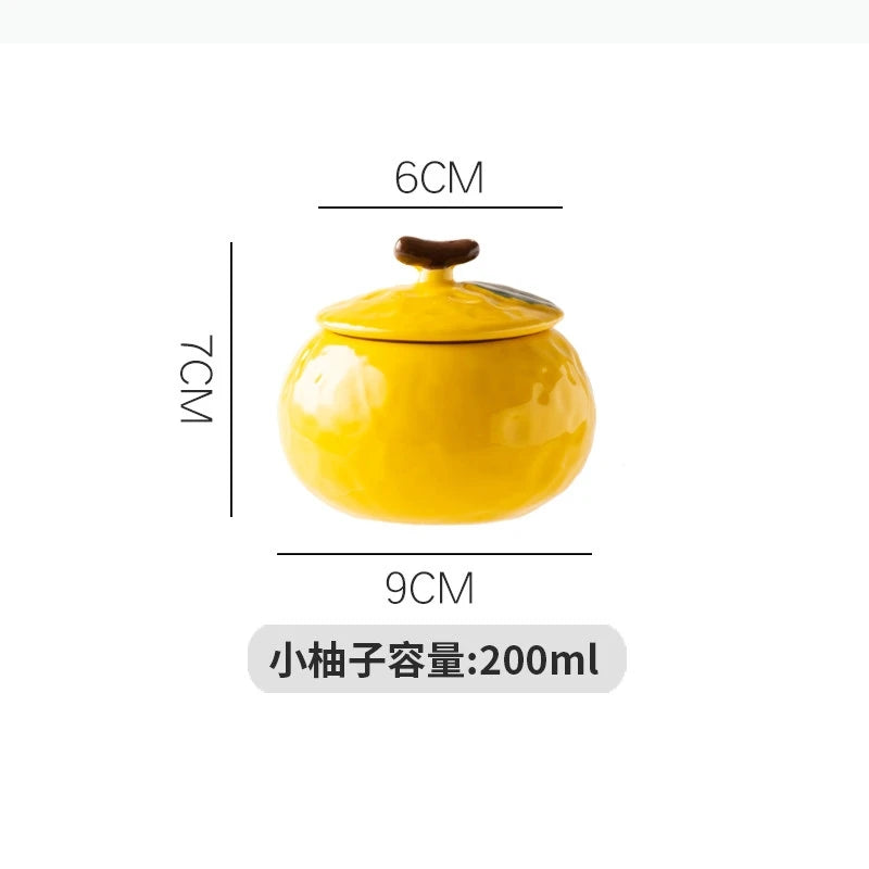 pots épices céramique rouge jaune pomme moderne relief couvercle poignée