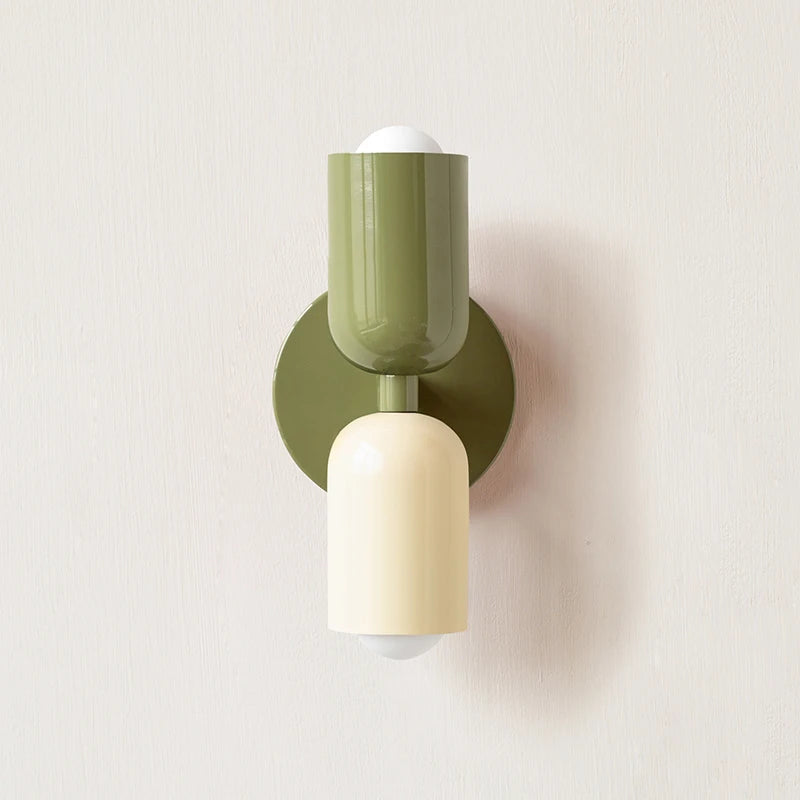 applique murale moderne métal vert olive rouge beige orange fixée mur led