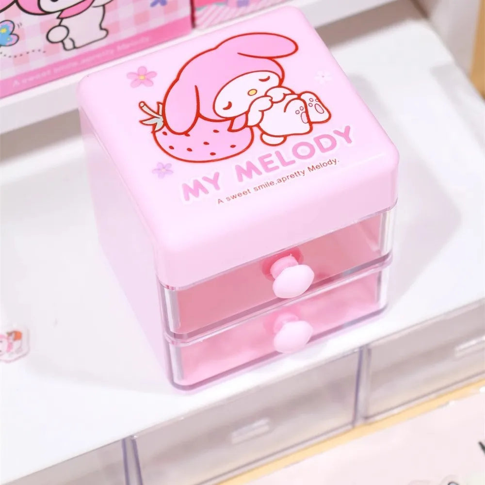 boîtes bijoux dessins animés hello kitty my melody cinnamoroll kawaii poignées blanches rose blanc